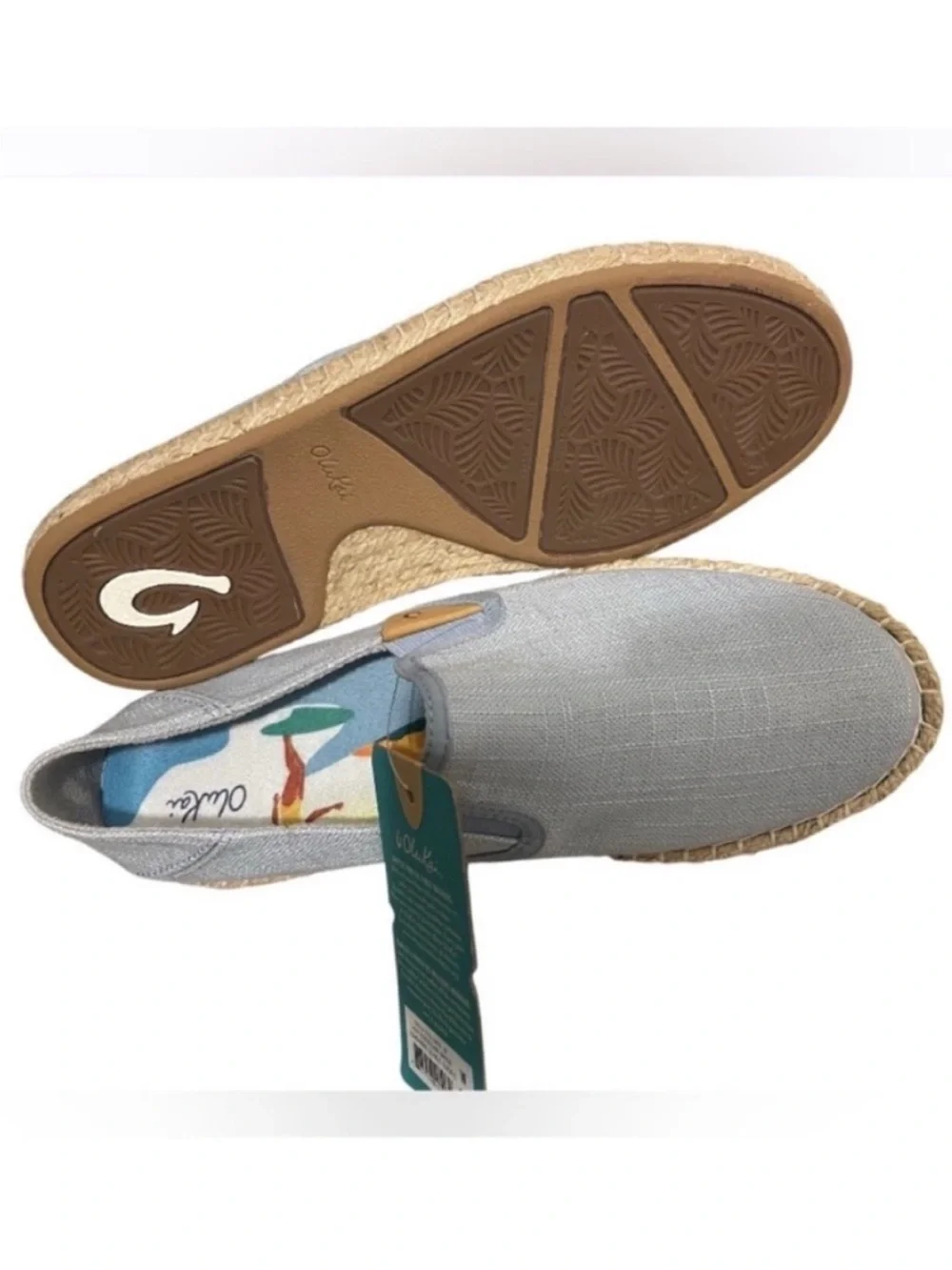 OLUKAI Kaula Pa'a Kapa Convertible Espadrille Shoes Blue Size 6.5W